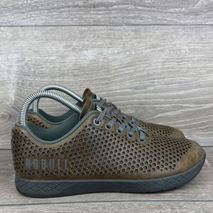 Nobull Project Women’s Sz 8 Brown Leather Olive Perforated Low Top Sneakers